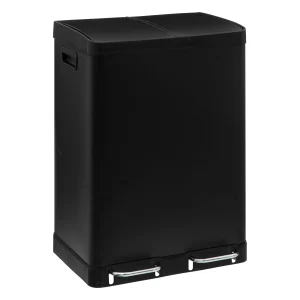 5Five Afvalemmer Ariane - Metaal 30L+30L - Zwart