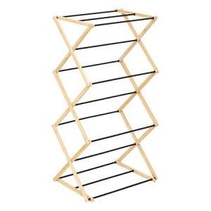 5Five Accordeon Droogrek Bamboe - 7m - Opvouwbaar - 92x62x137cm - Zwart/Bruin