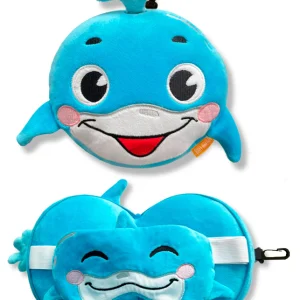 ZooNap Dolphy Dolph - Reiskussen met slaapmasker - Geschikt vanaf 3 jaar - Blauw