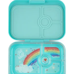 Yumbox Panino Bentobox 4 vakken - 22x15x5cm - Misty Aqua/Rainbow Tray
